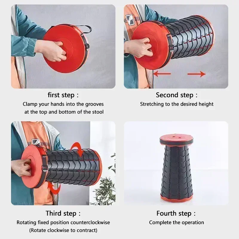 Portable Round Folding Chair Accordion Chair Height Adjustment Simple Tool Elephant Swing Playground Queue Chair