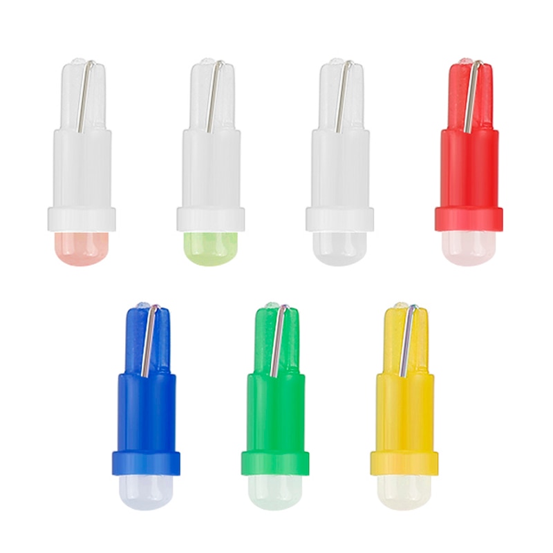 10PCS T5 COB 12V Led Car Interior Lights Dashboard Warming Indicator Wedge Auto Instrument Lamp Dash Indicator Light Panel Bulbs: random color