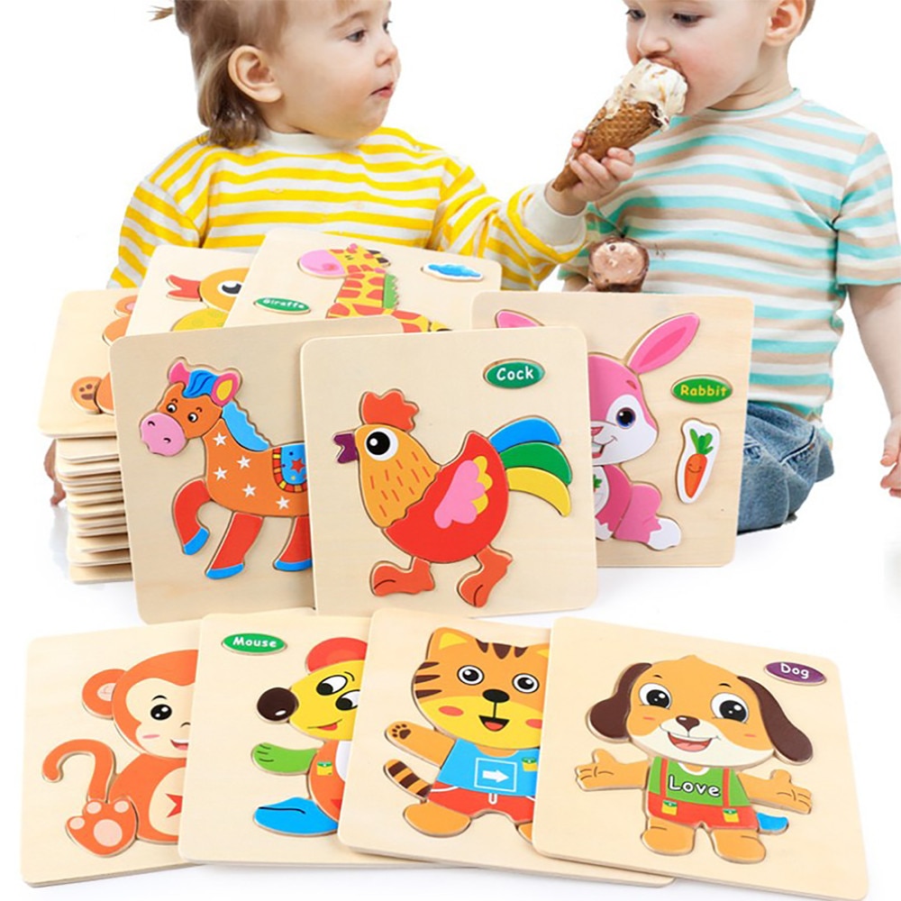 1Pcs Per Bambini In Legno Puzzle Di Tre-Dimensionale Colorato Puzzle Di Legno Giocattoli Educativi Developmental Giocattolo del Bambino Precoce Gioco di Formazione