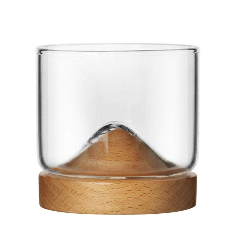 High end 7oz whiskyglas med træbase i japansk stil bjergtræbunds vinglas whisky tommelfinger med træbase: Bøg