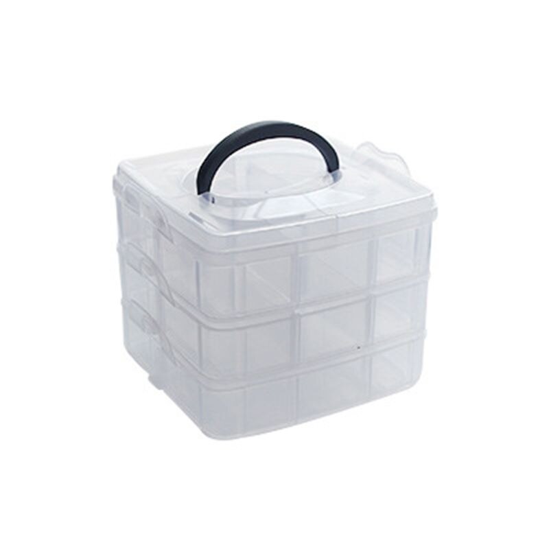 Clear Storage Box Stationery Organizer Cosmetics Tape Art Supplies Case Holder: S