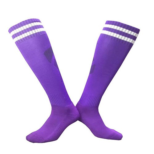 Soccer Socks Boys Girls Knee-High Football Socks Sports Kids Top Antiskid Breathable 1 pairs durable soft same size: Purple