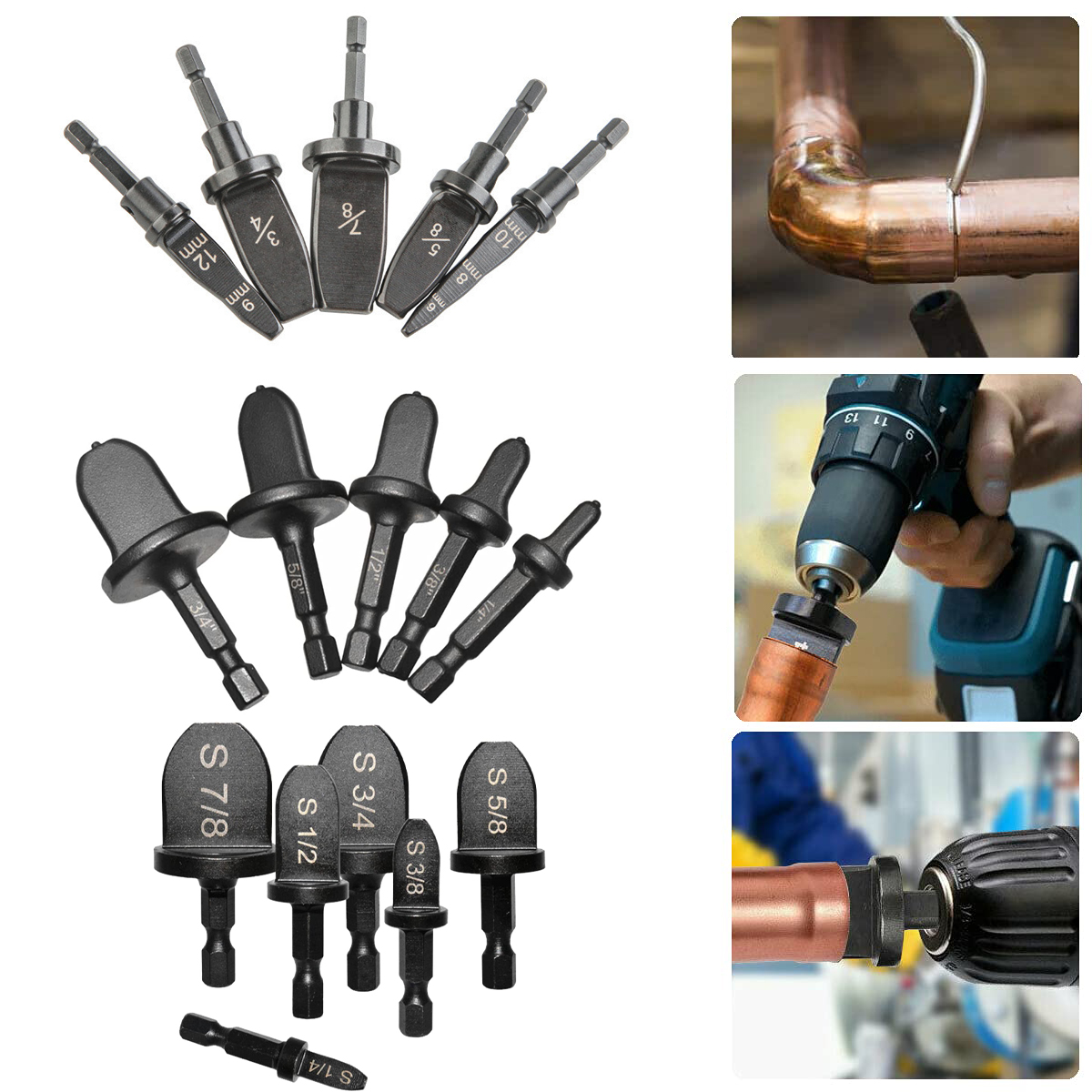 Flaring Tool Drill Bit Set Tube Expander Multifunction Air Conditioner Refrigerator Copper Pipe Swaging Tool Drill Bit Set