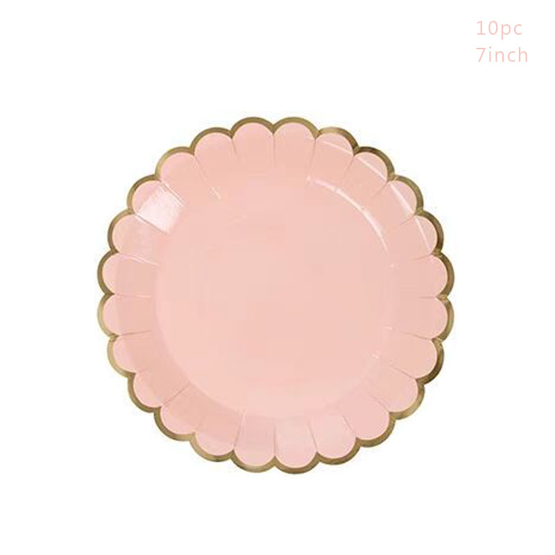 Disposable Tableware Paper Plate Lace Cups Stamping Lace Paper Plates Wedding Happy Birthday Party Supplies Baby Shower