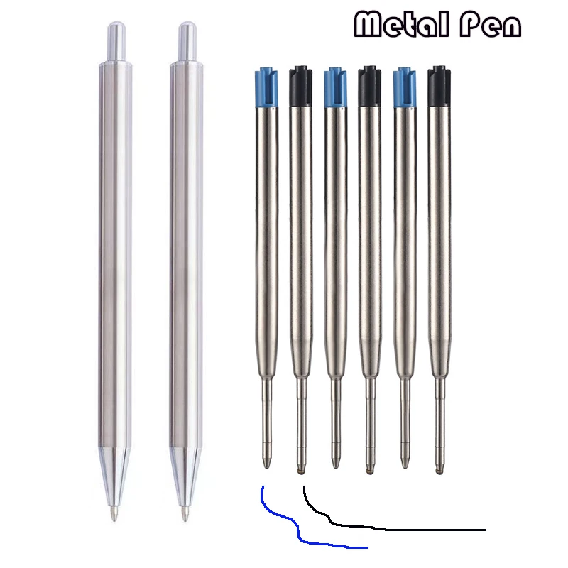 Automatischer Schreibstift aus Edelstahl, schwarz und blau, schlanke, einziehbare Kugelschreiber für geschäftliche Unterschriften und Firmengeschenke