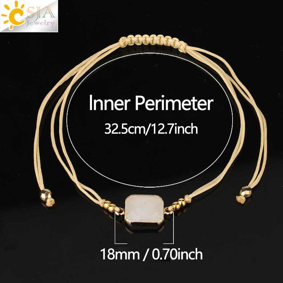 CSJA Intrecciato Bracciali A Catena Corda Regolabile Gioielli Fatti A Mano per Femme Sfaccettato di Cristallo di Vetro Braccialetti Con Perline Pulseras Mujer S500