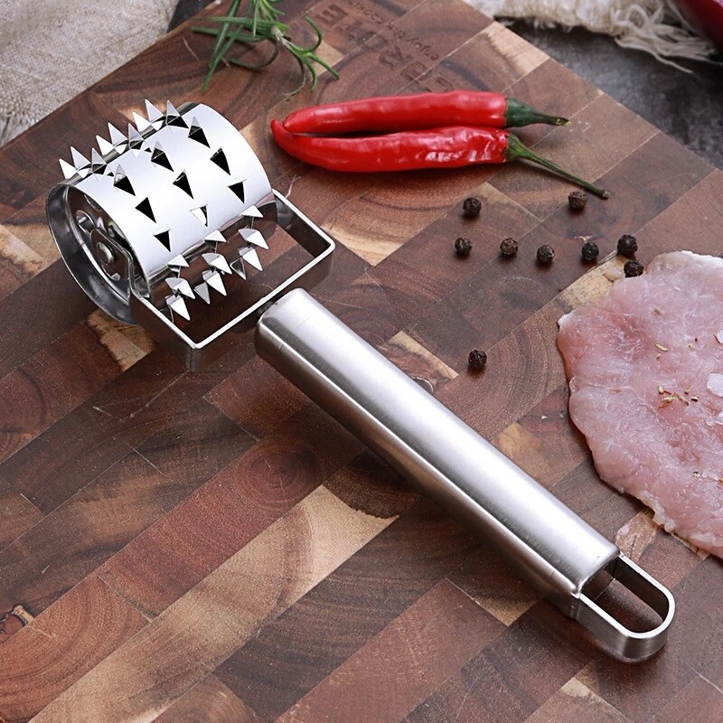 Kitchen Accessories Gadget Stainless Steel Meat Tenderizer Meat Hammer Baking Puncture Wheel Rolling Needle Puncture Knife