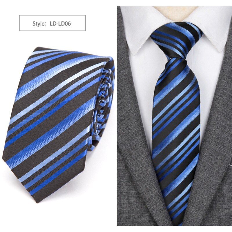 Cravate à rayures slim 6cm, Style anglais, JACQUARD tissé, à la pour hommes: LD-LD06