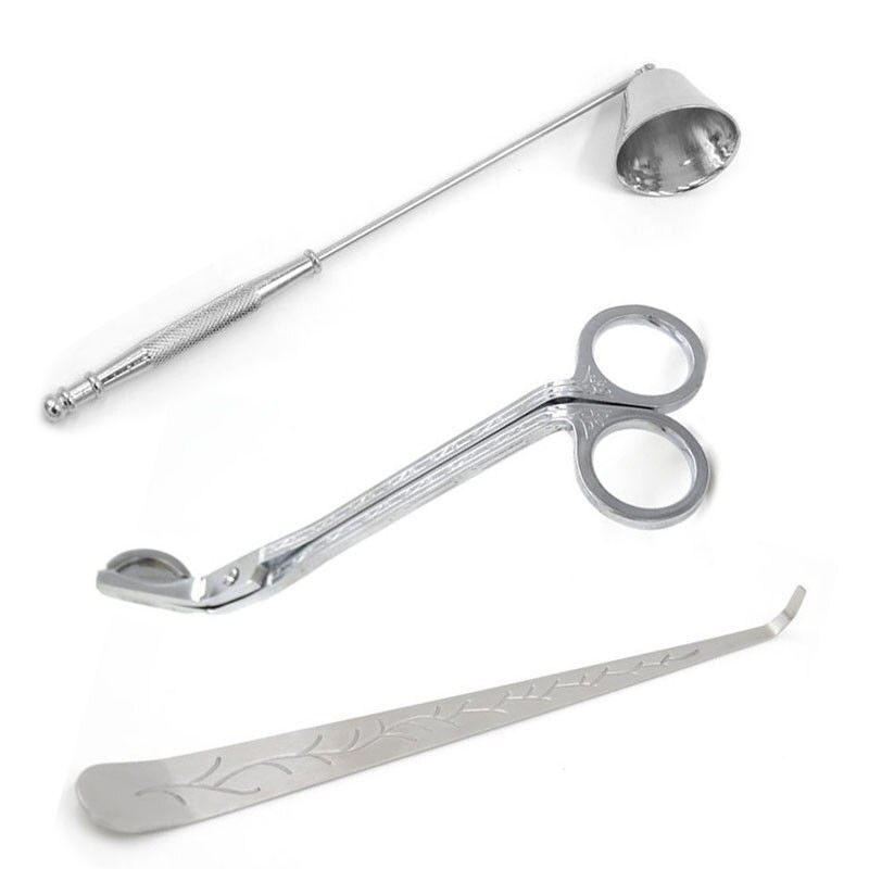 3 Teile/satz Antike Kerze Trimmer Dochtschere Löffel Bausätze Kerze Zubehör Feuerlöscher Werkzeug Gold Silber Schwarz Farbe: Silber-