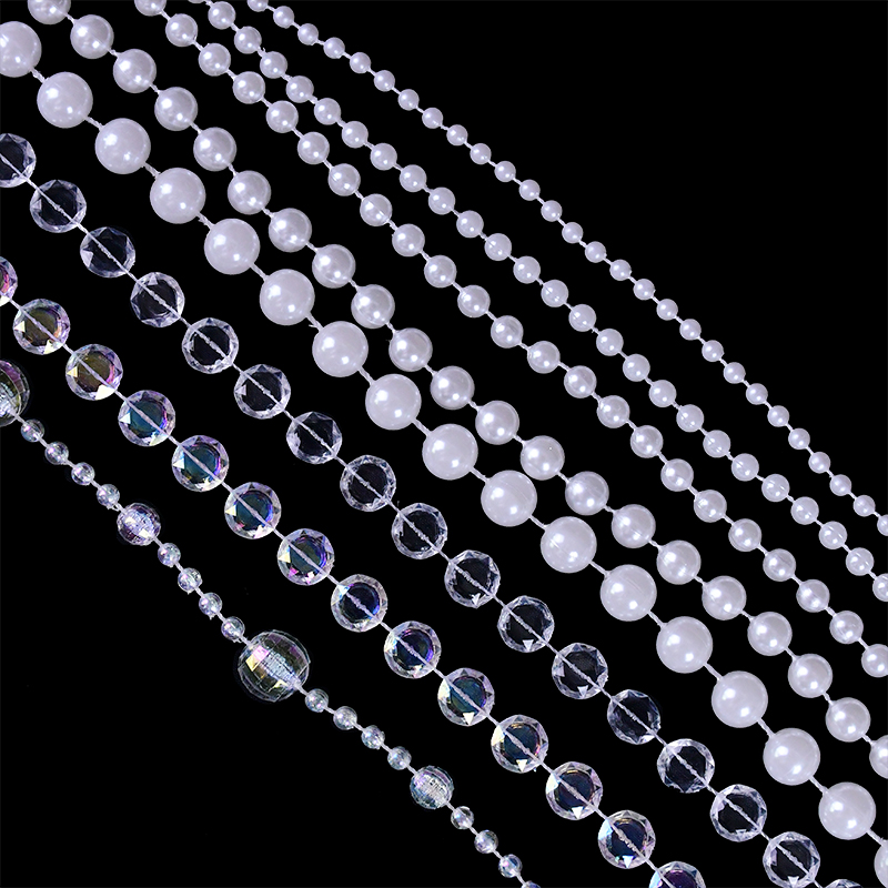 3m imiterede perle perler linje kæde trim 4mm-10mm perle gardin til bryllup brud buket indretning gør-det-selv smykker tøjtilbehør