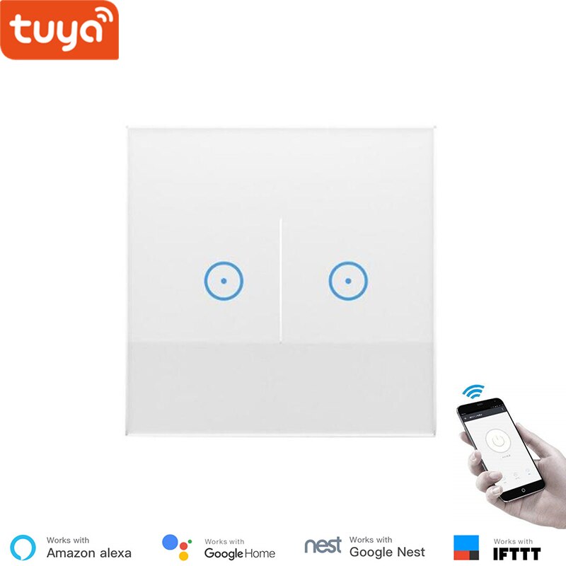 All compatible Smart WiFi wall switch for home light remote control Alexa compatible switch for intelligent home: EU 2gang