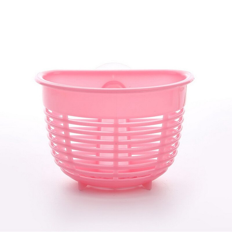 Kitchen Wall-suction Storage Basket for Small Objects Sponge Small Storage Basket Multifunctional Sink Holder Basket: S pink