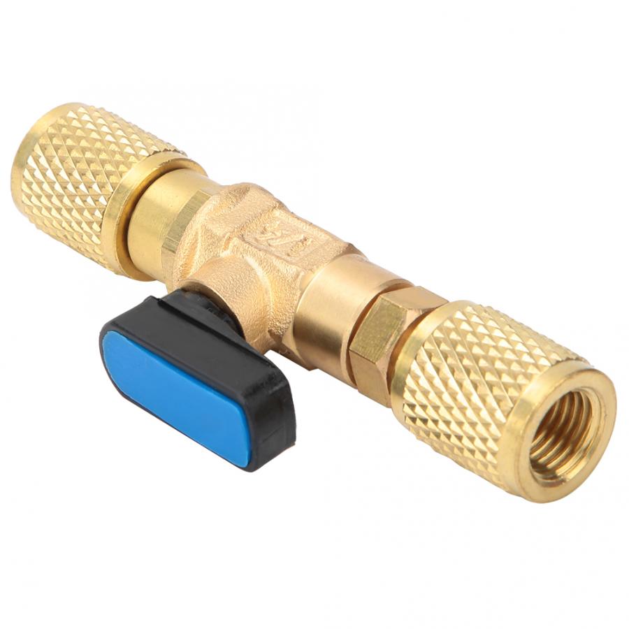 G1/4" Brass Refrigeration Ball Valve Adapter Connector Air Conditioning Vacuum Gauge Accurate Pressure-Preserving
