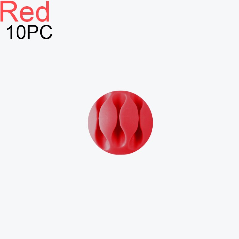 Leuke Telefoon Kabel Organizer Computer Netsnoer Houder Muis Draad Clips Siliconen Kabels Protector Datalijn Bureau Kabelmanagement: 10PCS Red 3 Holes