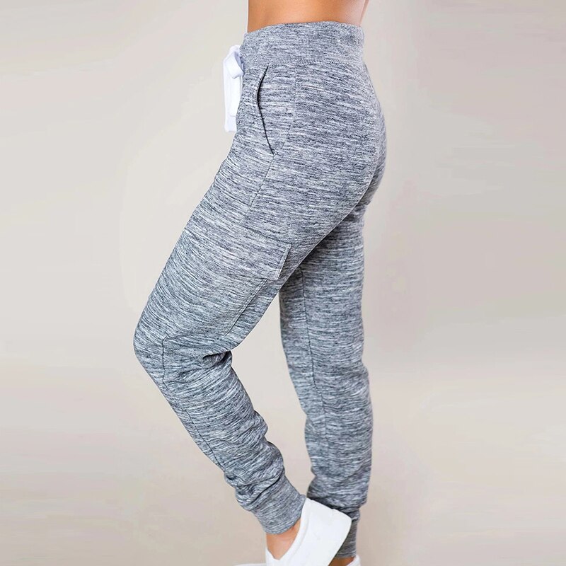 Women Sweatpants High Waist Casual Loose Stretch Pants Drawstring Long Pants Trousers Solid Gray Black Elastic Waist Sports Pant
