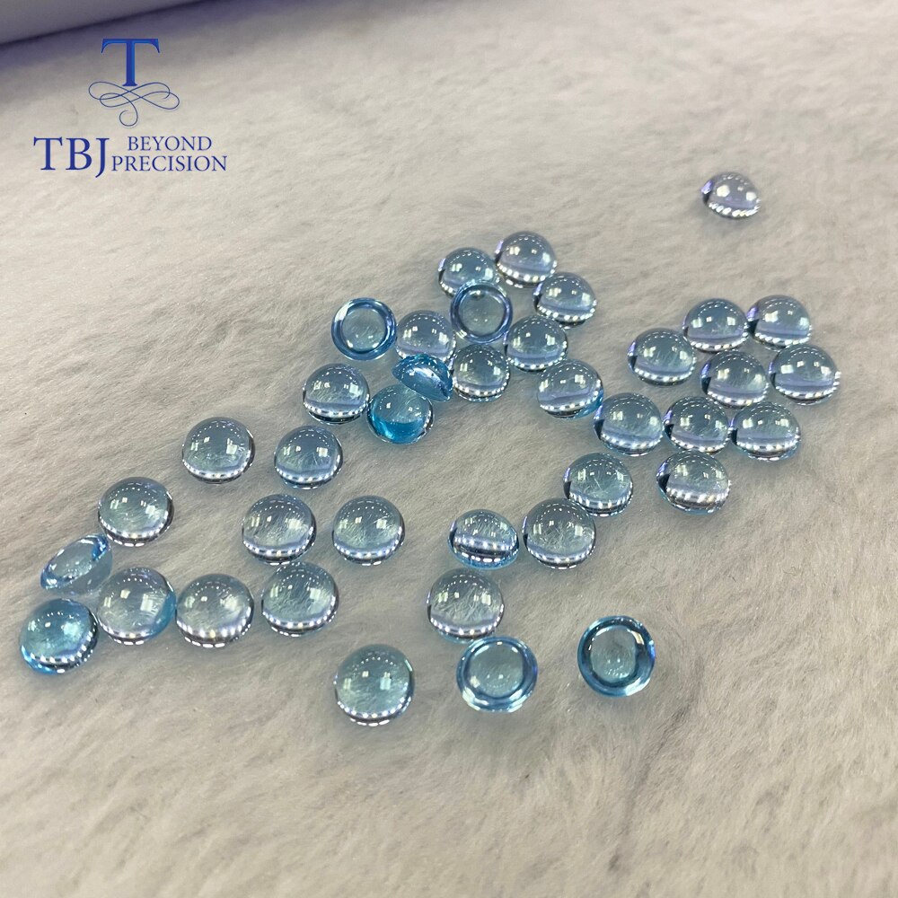 Natuurlijke Sky Blue Topaz Ronde 8 Mm Cab Voor Zilveren Sieraden Montage 100% Natuurlijke Sky Topaz Losse Edelstenen Tbj Raden