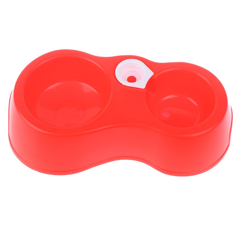 1pcs Dual Port Dog Cat Pets Automatic Water Dispenser Feeder Bowl Utensils Pet Drinking Water Feeder Bowl: Red