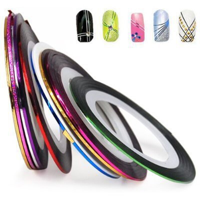 Cinta de líneas de pelado de uñas multicolor, adornos de decoración para uñas, rollo de cintas adhesivas, herramienta de decoración para manicura, 10/20/30 colores