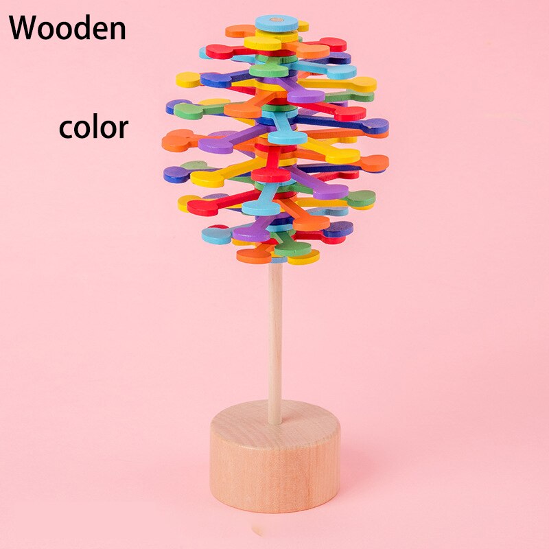 Newest Anti Stress Toy Colorful Spiral Tree Series Home Tree Office Desk Fidget Toys Decoration Decompression Toy: Wooden-02