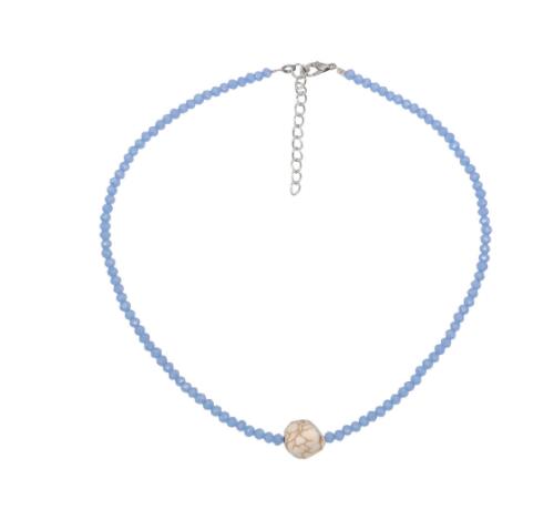 Bohemian Style Bead Necklaces for Women Blue Beaded Pearl Flower Pendant Clavicle Chain Collar Layered Chains Necklace Jewelry: 4