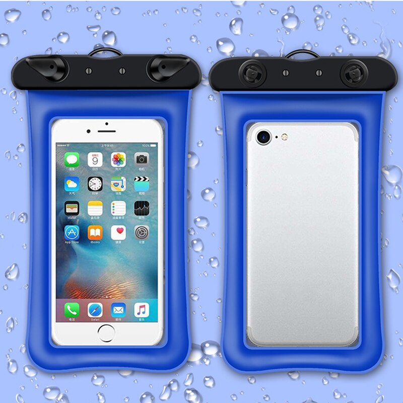 6.8Inch Floating Airbag Swimming Bag Waterproof Mobile Phone Pouch Cell Phone Case For Swim Diving Surfing Beach Use Pool XA184A: Blue