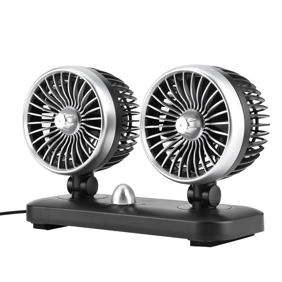 12V Universal Car Electric Fan Dual Head 180 Rotatable Auto Air Cooling Dashboard Mount Car Cooling Fan Arrivals