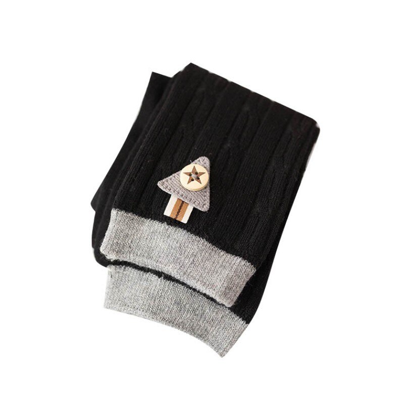 Piger ribbede leggings piger bomuld varme strømpebukser ren farve simple star pencil bukser egnet til 0-5 år gamle børn: B / 3-4y
