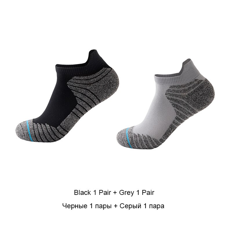 Men athletic socks no show running socks outdoor man sport socks cycling walking socks VKMONY: Black1Grey1