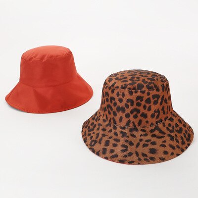 otoño invierno cálido plegable de punto de leopardo Zebra cubo sombrero para mujeres pescador sombreros Floppy protección del sol gorras cálidas: Orange Camel