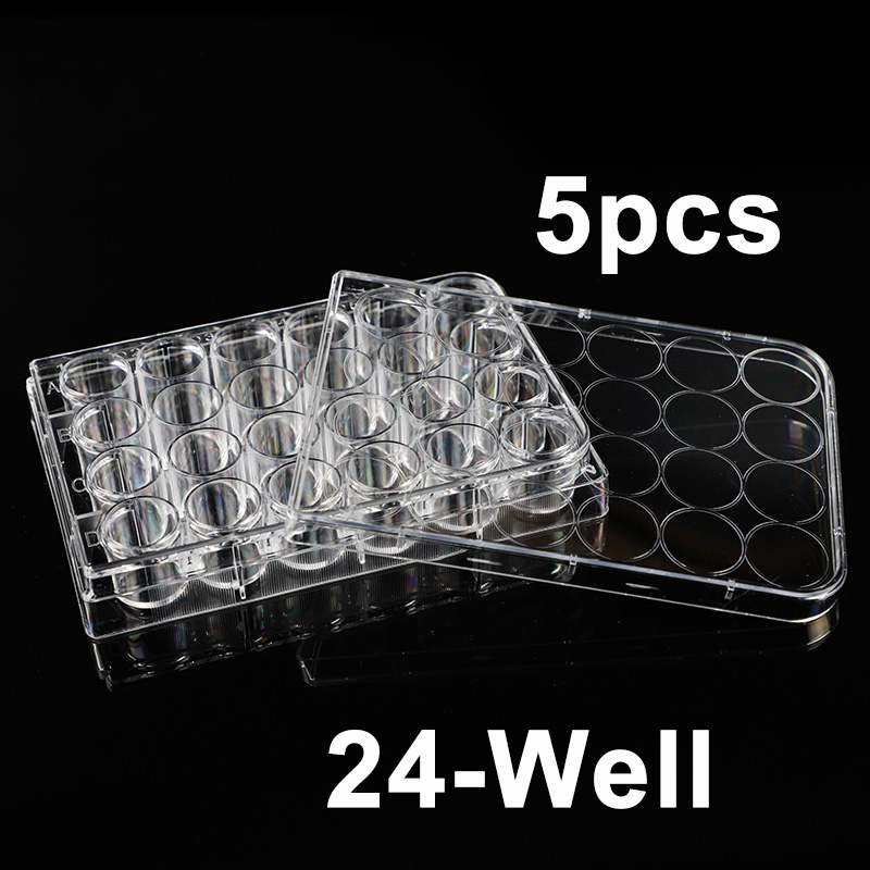 Plastic Petrischaaltje 6 12 24 48 96 Put Polystyreen Petrischalen Cultuur 48-Gaten Voor Laboratorium Biologische Laboratoriumbenodigdheden, 5 Stuks: Blauw