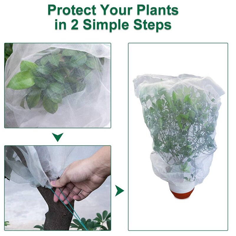 5 Packs Van Tuin Plant Bescherming Netten Met Touw, Tomaat Beschermhoes Tuin Plant Isolatie Zakken Voor Groente