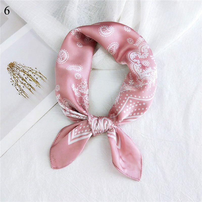 Foulard carré en soie imprimé pour femme, petit foulard de cou, bandeau pour cheveux, foulard, foulard, bandana, châle: 6
