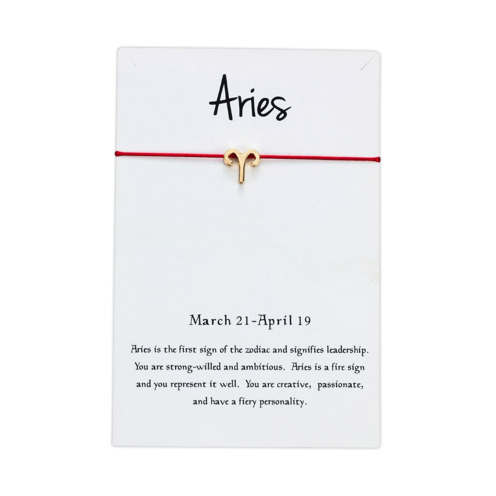 Lucky Eye Sterrenbeeld 12 Constellation Charm Armband Voor Vrouwen Mannen Armband Wish Card Sieraden Goud Kleur CN128: Aries