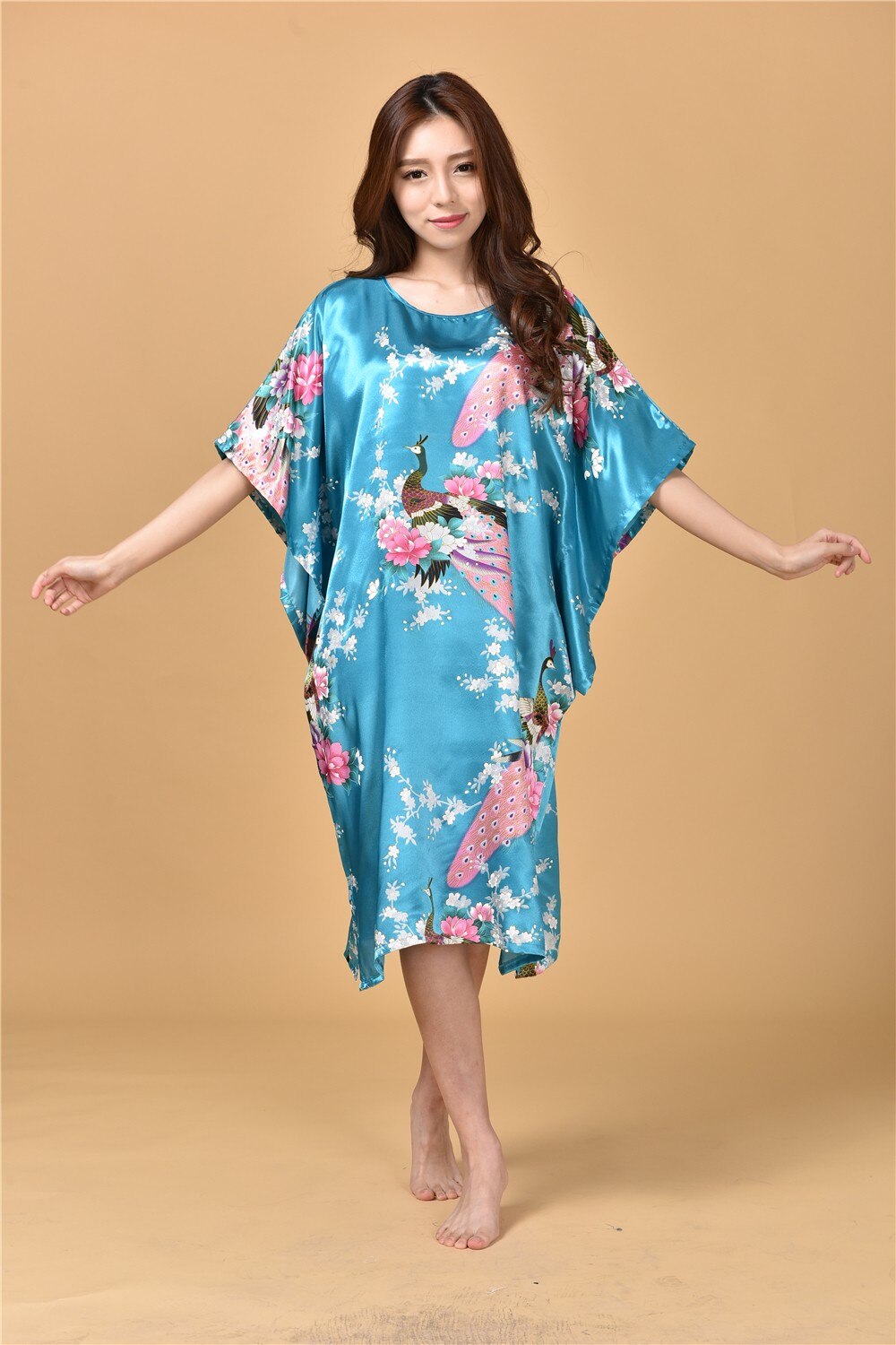 White Ladies Robe Summer Pajamas Chinese Women Rayon Sleepwear Kimono Bath Gown Nightgown Kaftan Yukata One Size M02: Ivory