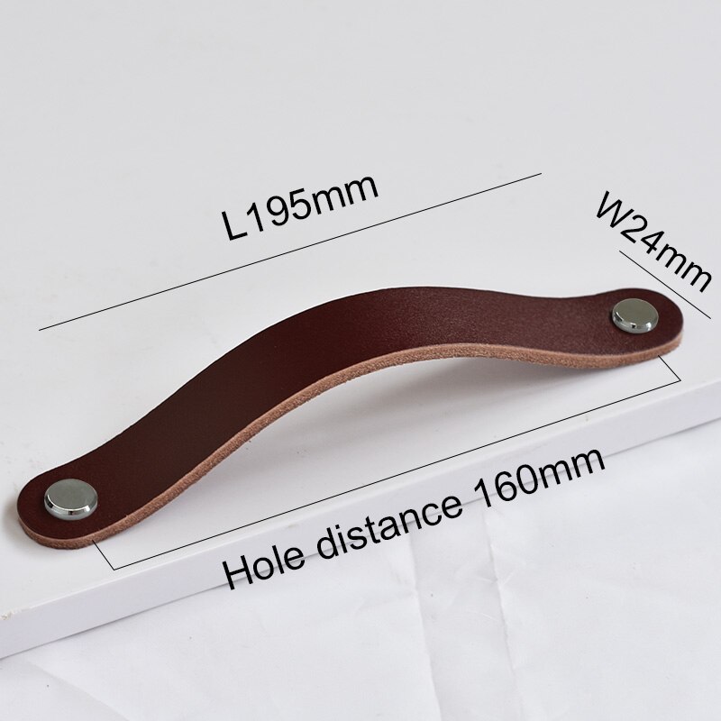 Mässingsbrunt läder handtag och skåp garderob dörr lådor handtag knopp byrå drar #39 rum knoppar tiradores: Ljus silver -160mm