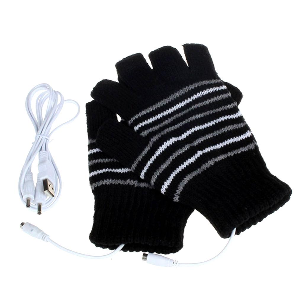 USB Heating Gloves Hand Warmer USB Glove Outdoor Ski Skating Sports Finger Warm Gloves Unisex Keyboard Work Fingerless
