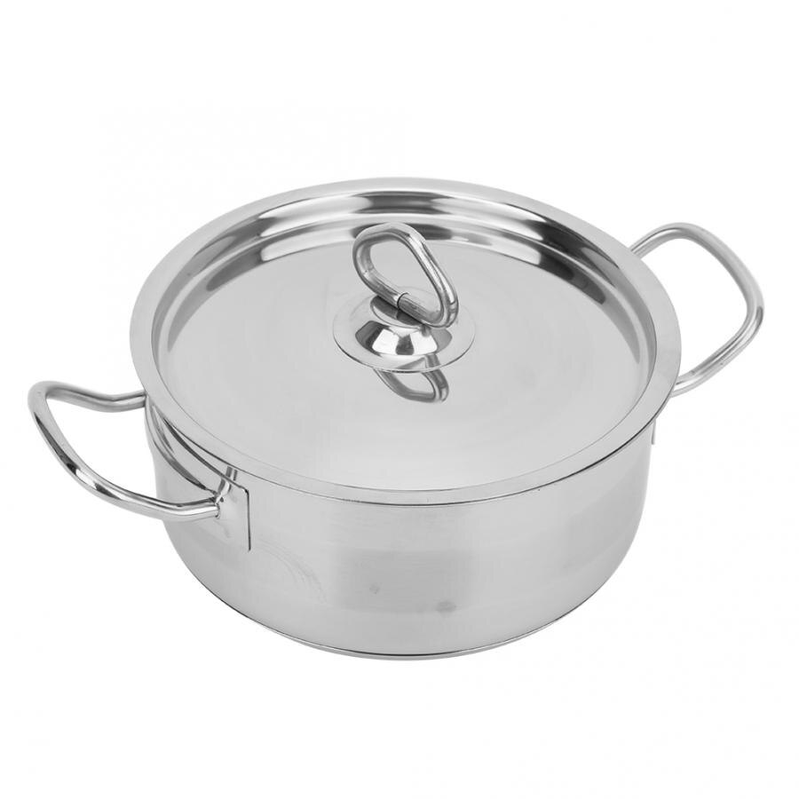 Olla de acero inoxidable de 20cm de diámetro, utensilios de cocina para el hogar, herramienta de cocina con doble Mango, ollas de fideos