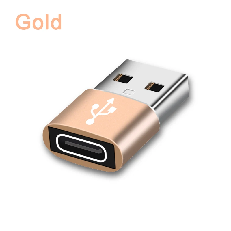 Adaptador usb c 2.0 tipo c para usb, conversor macho para fêmea, usb tipo-c para pc, laptops, acessórios para celular: Dourado
