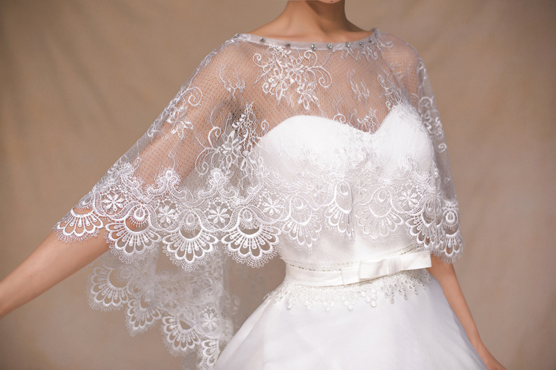 frauen Elegante Elfenbein Spitze Braut Bolero Hochzeit Zubehör Braut Jacken Braut Wraps für Sommer