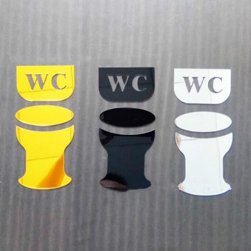Wc Sliding Sticker 1pc WC Toilet Bathroom Door Wall Sticker Acrylic D... – Grandado