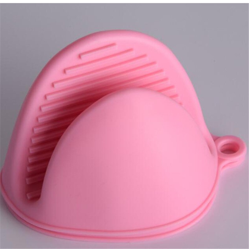 Guantes de silicona de 4 colores para cocinar, para el horno, con aislamiento térmico, antideslizantes, para microondas, soporte para olla, utensilios de cocina: Rosa