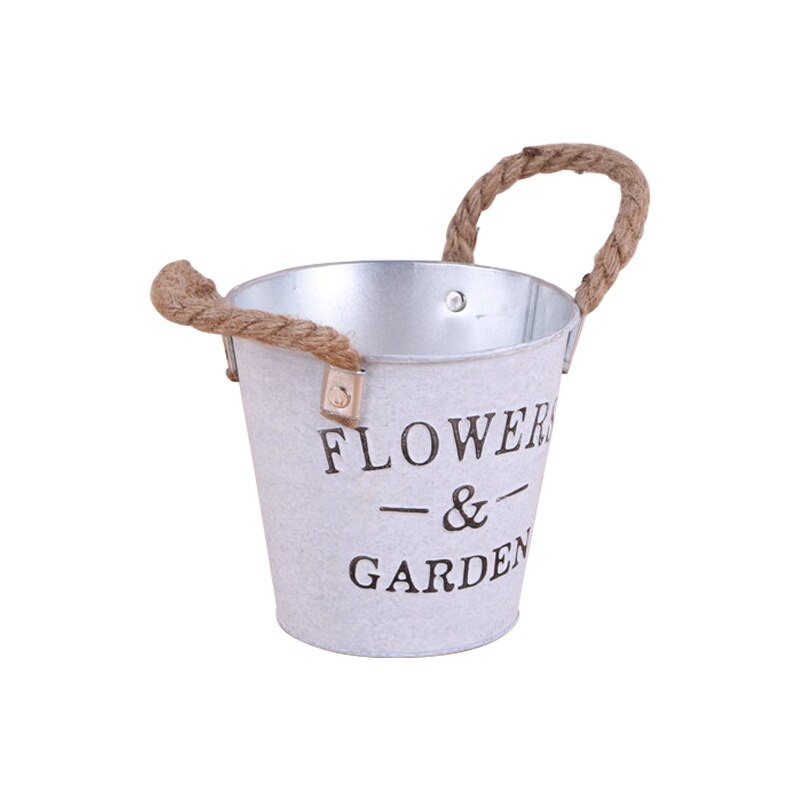 ZOOFOX Set van 4 gegalvaniseerde metalen vazen, 9 inch boerderij Franse emmer met handgrepen, rustieke stijl metalen bloemhouder voor thuis en bruiloft tafel middenstuk decoratie (zilver