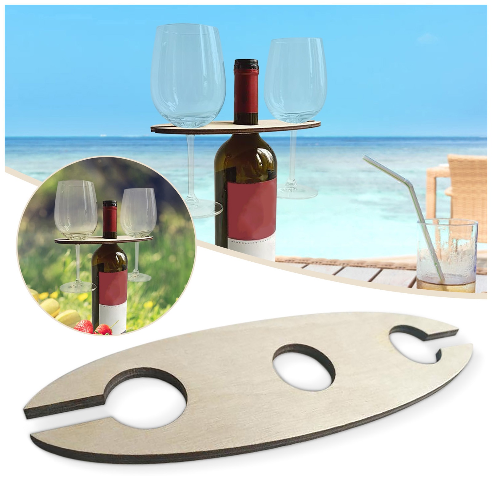 1/2/3/4/5PCS Wooden Wine Bottle and Glass Holder Wood Wine Rack Outdoor Wine Holder Wine Rack Bottle Champagne Shelf