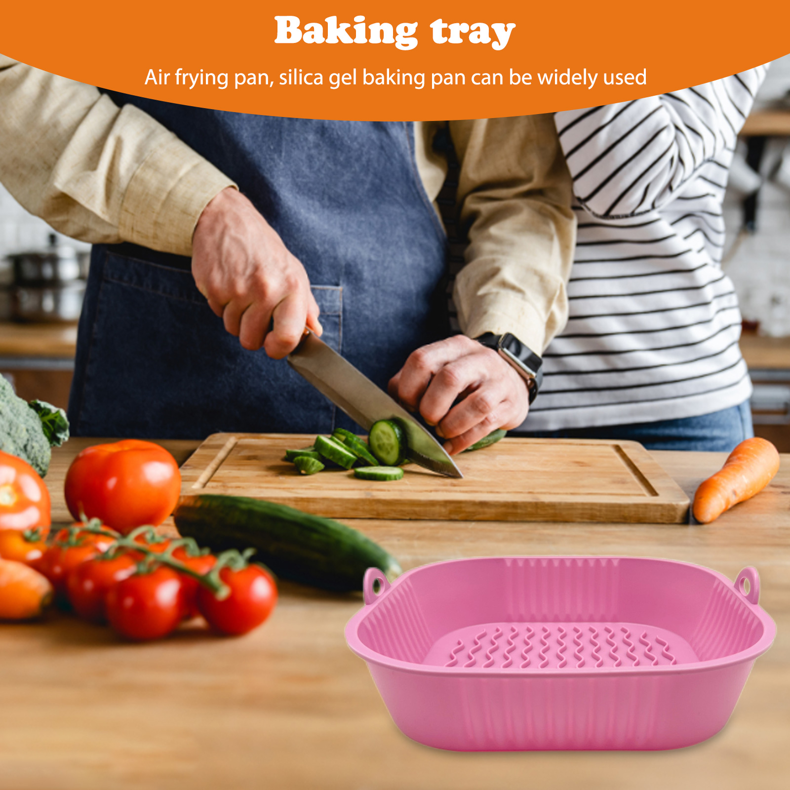 Siliconen Lucht Friteuses Bakplaat Opvouwbare Vervanging 19Cm Vierkante Vorm Lucht Friteuses Oven Bakplaat Met Handvat Keukengereedschap