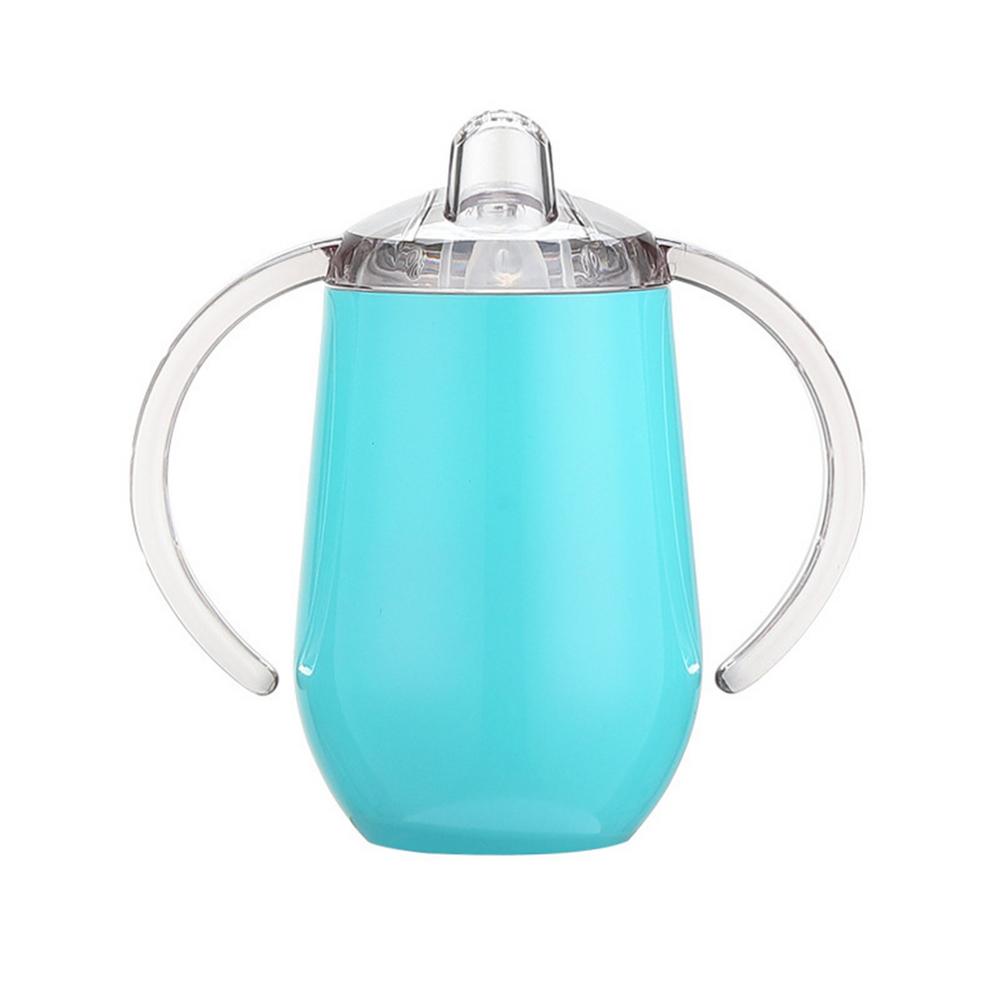 Taza de succión de doble Mango para niños, taza de agua, Taza Termo para bebés con asa, taza aislante de vacío Doble: Blue
