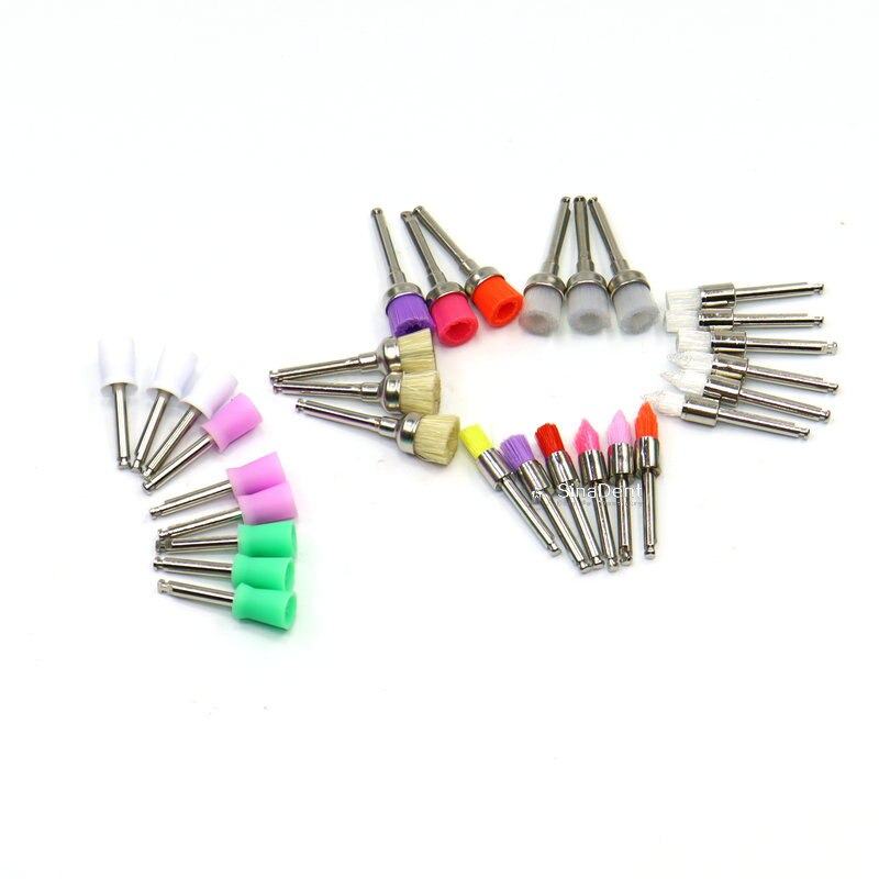 100Pcs Dental Teeth Polishing Brush Kit Dental Prophy Brush Coloring Nylon Polishing Brush for Dental Use Teeth Whitening