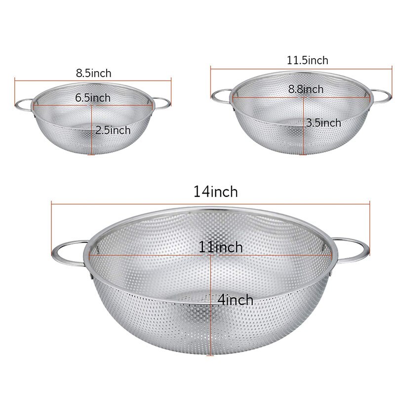 Stainless Steel Drain Basket Colander Fruit Rice V... – Grandado