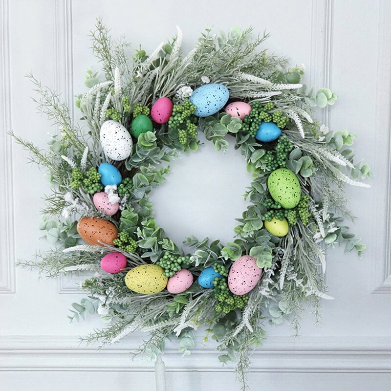 Easter Garland Eggs Rattan Wreath Artificial Flower Wreath Home Easter Decor