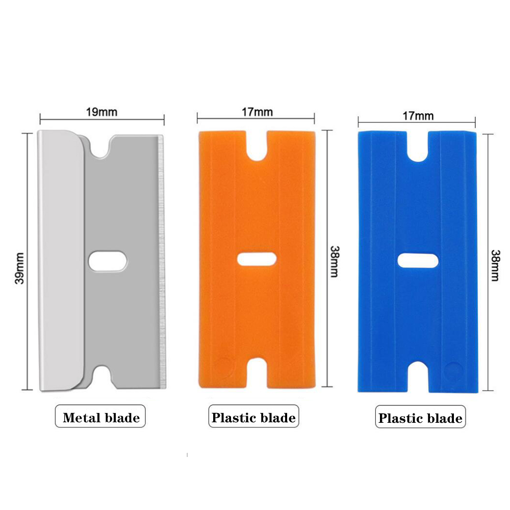 Lames de rasoir en plastique/métal, grattoir de nettoyage de vitres, emballage en Fiber de carbone, autocollant d'enveloppe de voiture en vinyle, outil de retrait de raclette 10 pièces
