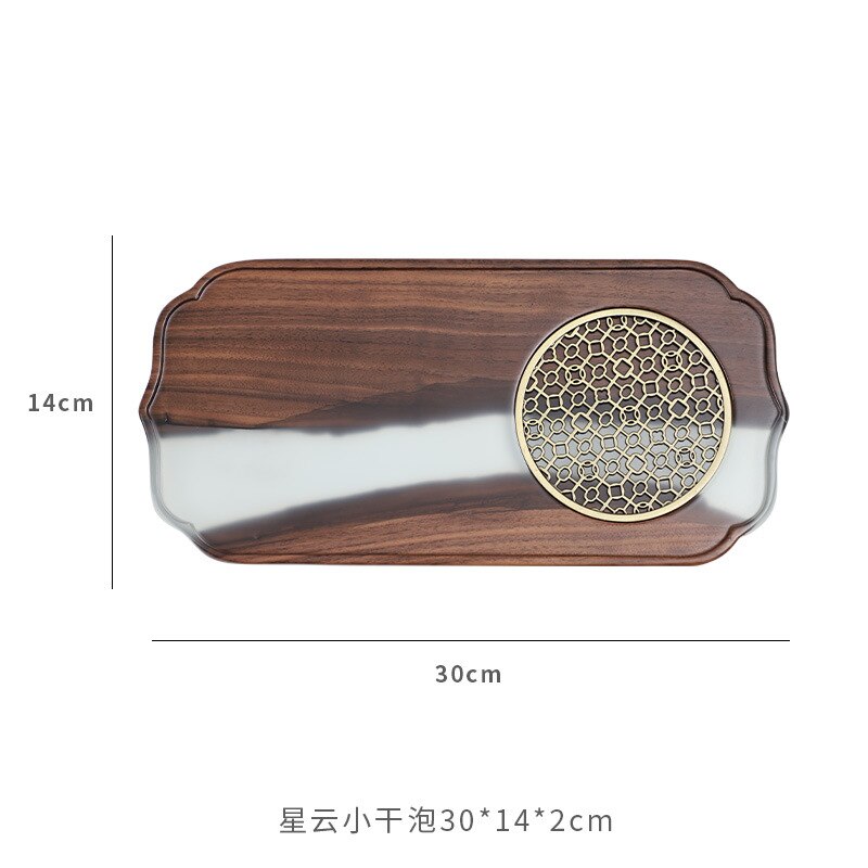 Black Walnut Resin Tea Tray Wooden Rectangular Fruit Tray Solid Wood Small Tea Table Bamboo Tea Tray
